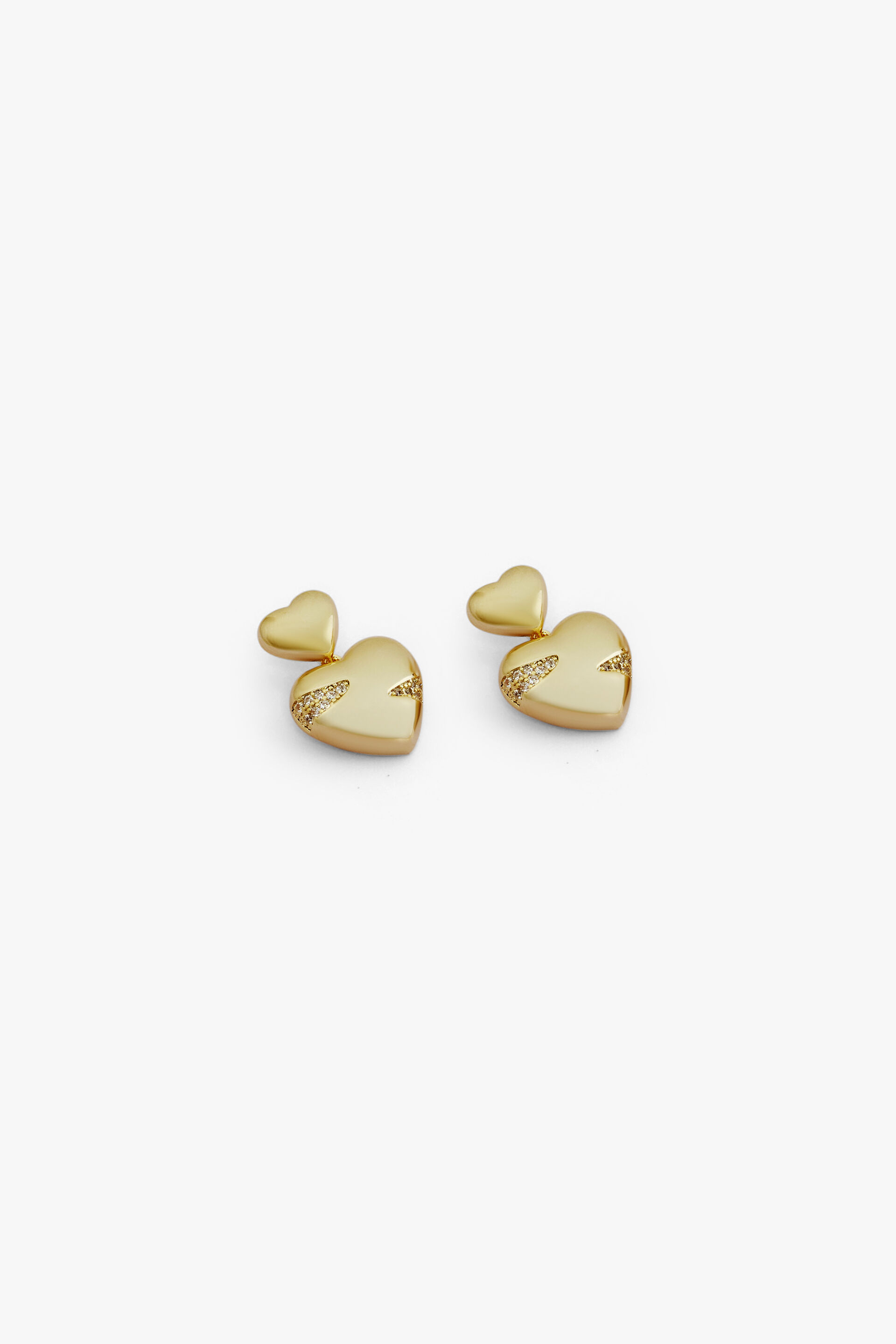 Gold Heart Drop Earrings, , image 2